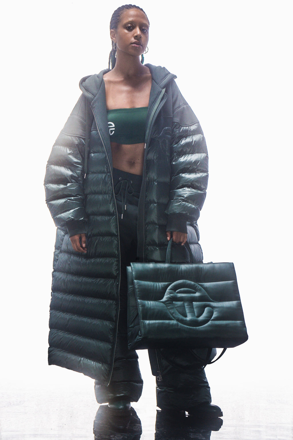 Puff Hoodie Coat - Green - Sweaters & Hoodies