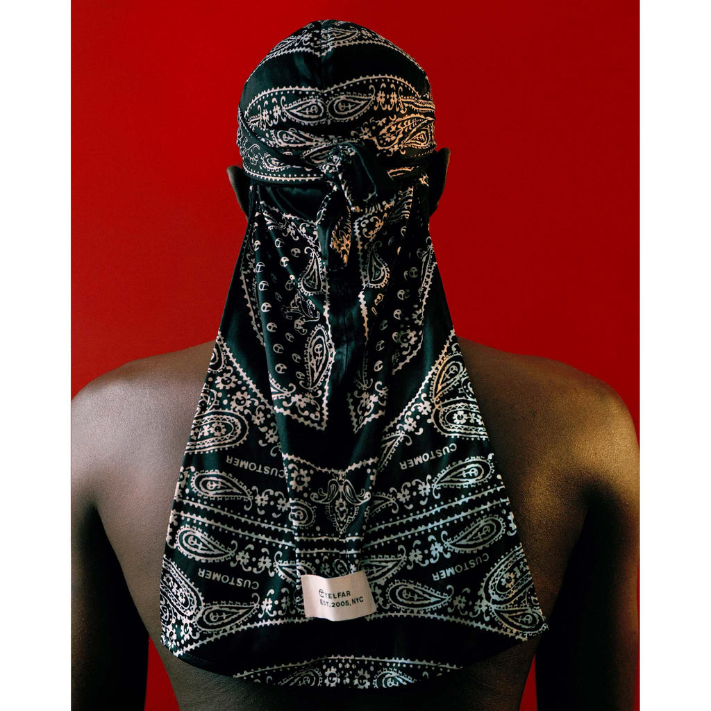 Bandana Print Durag - Black/White - Durags