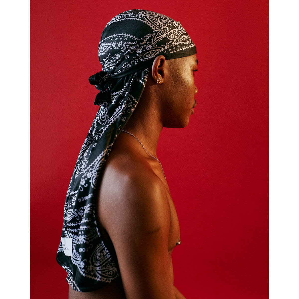 Bandana Print Durag - Black/White - Durags
