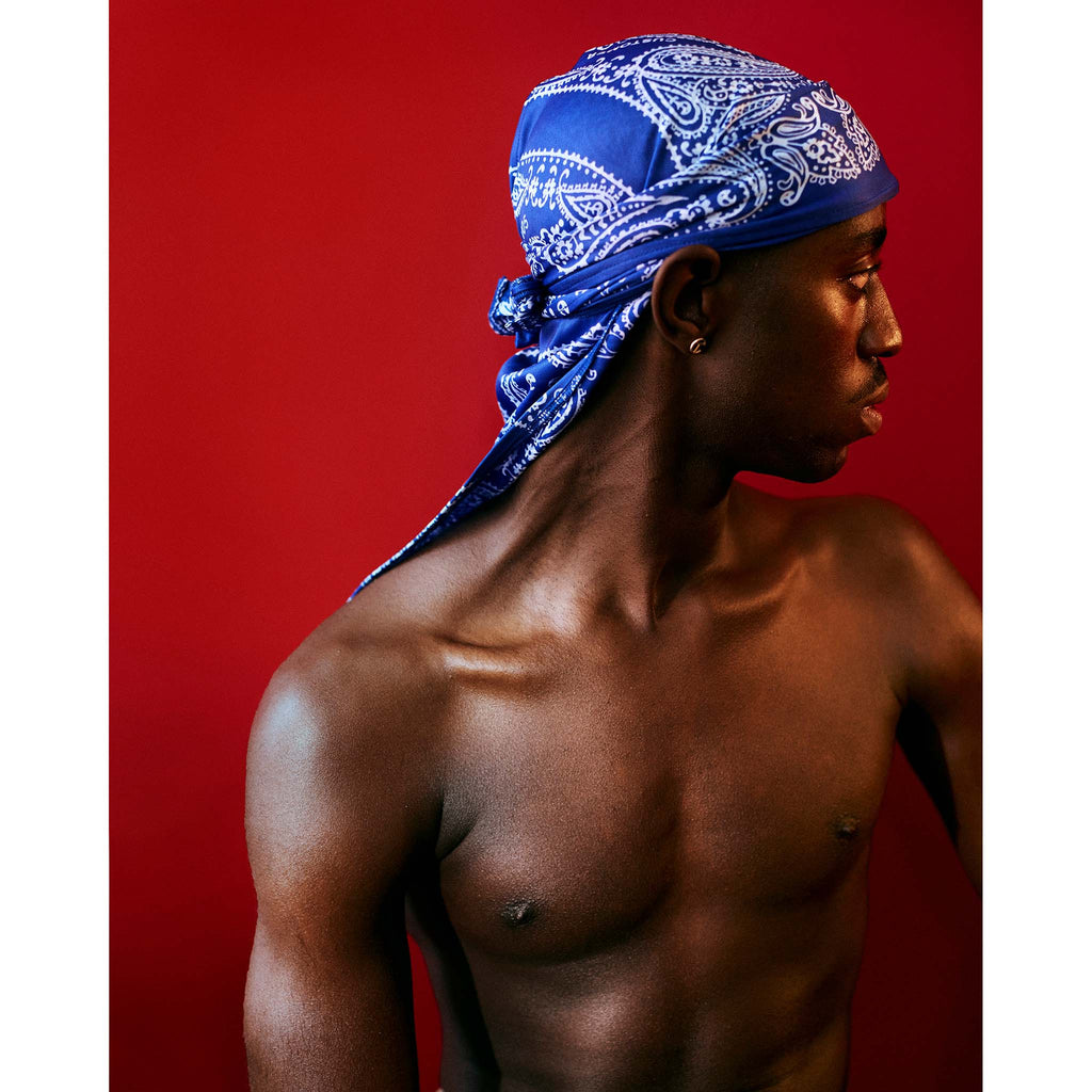 Bandana Print Durag - Blue/White - Durags