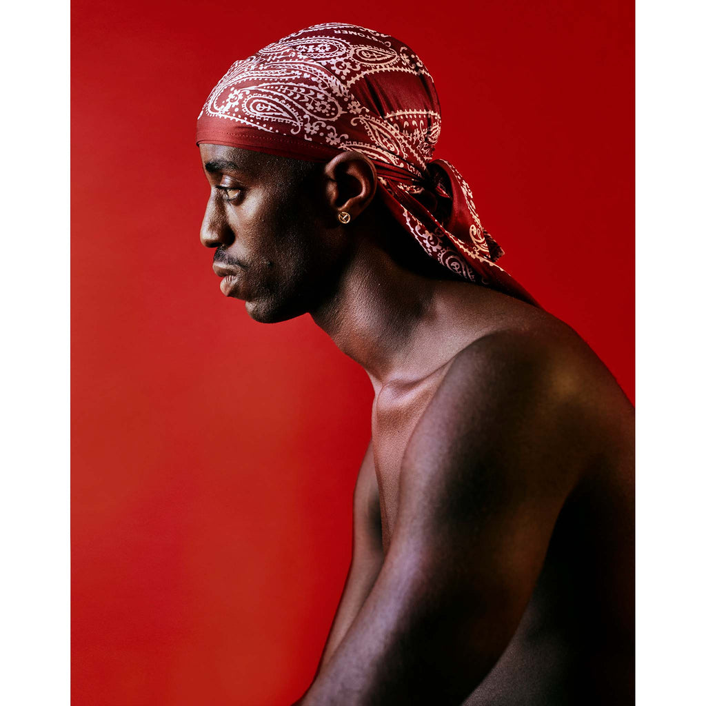 Bandana Print Durag - Red/White - Durags
