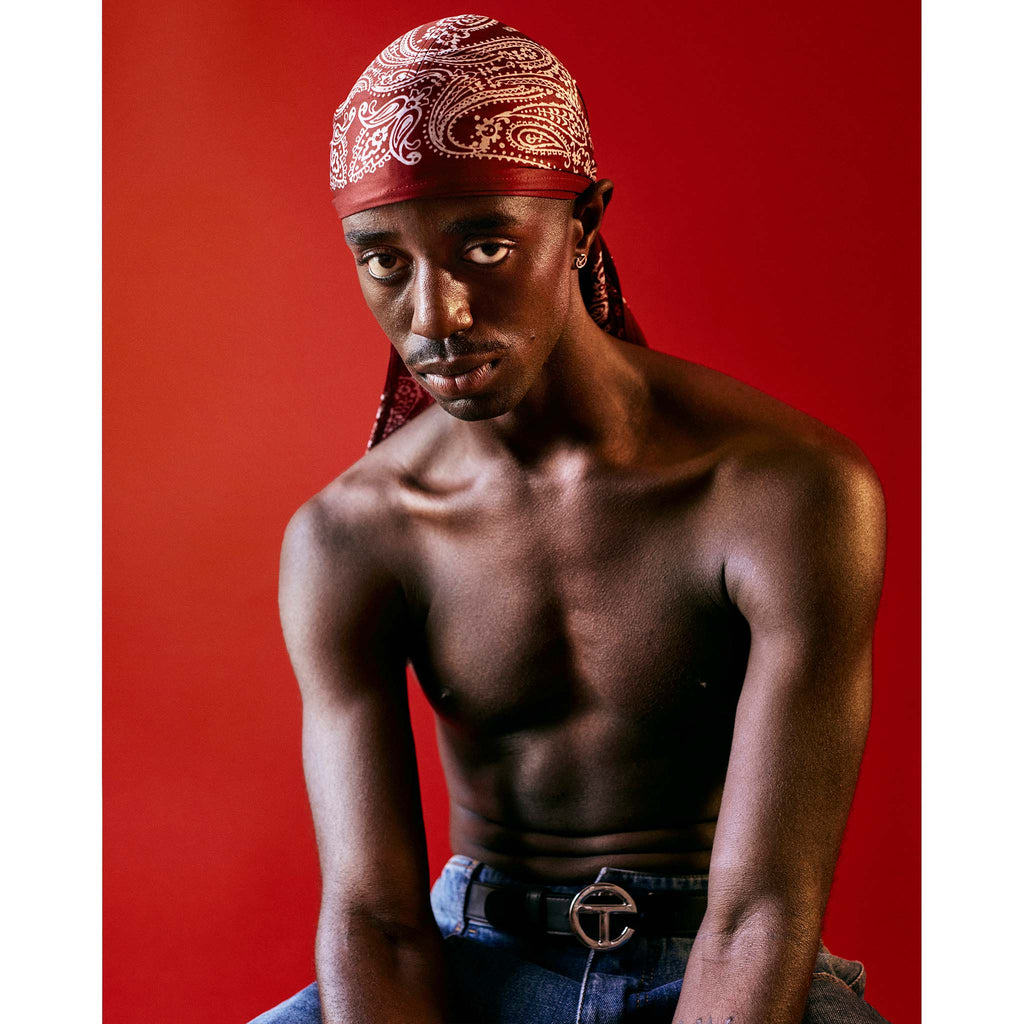 Bandana Print Durag - Red/White - Durags