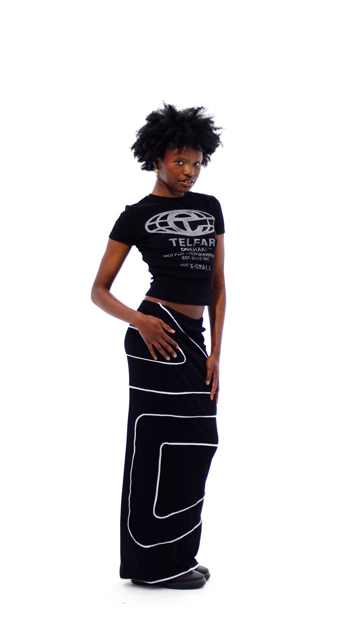 Logo Rib Maxi Skirt - Black - Dresses & Skirts