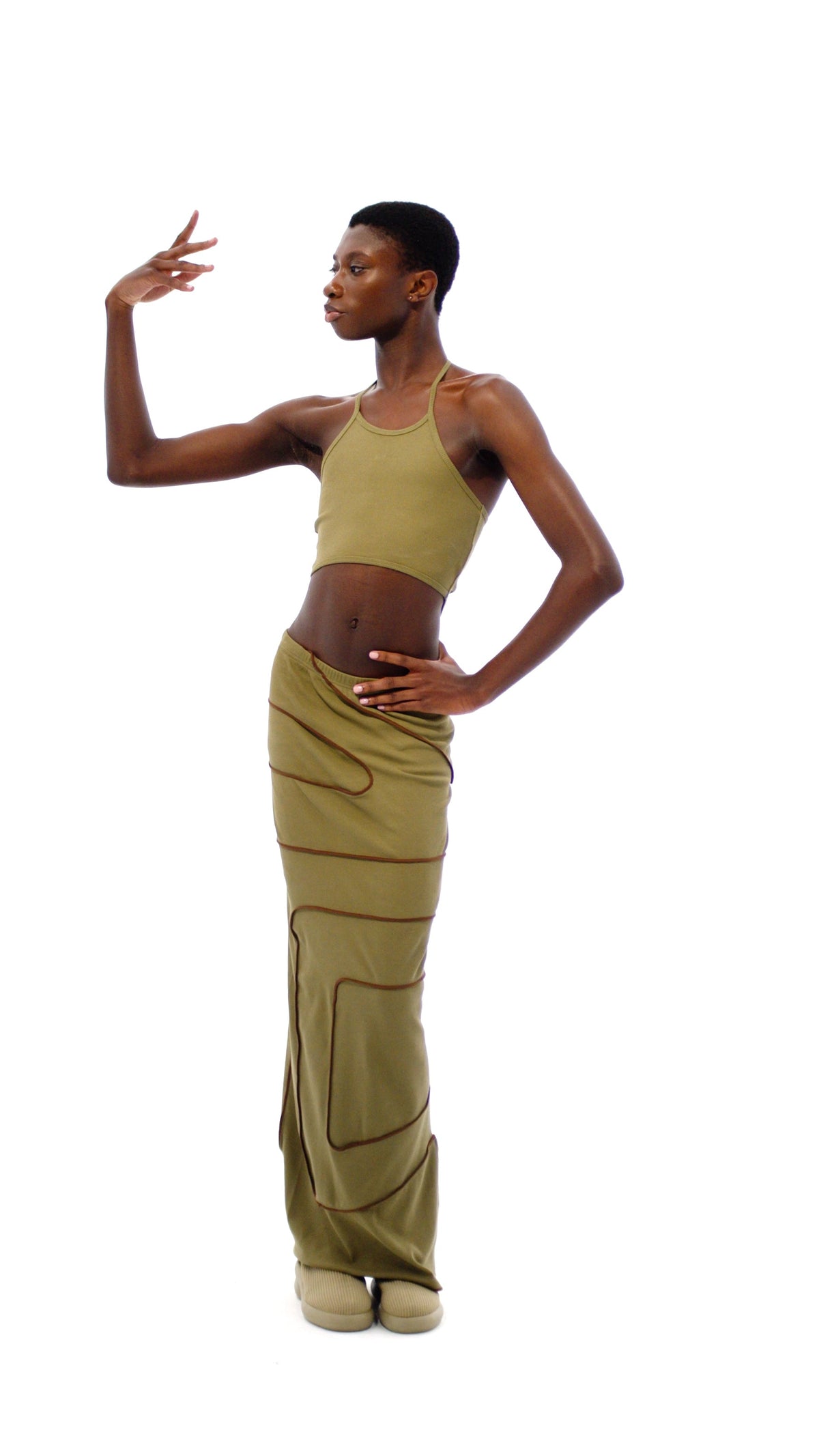 Logo Rib Maxi Skirt - Drab - Dresses & Skirts
