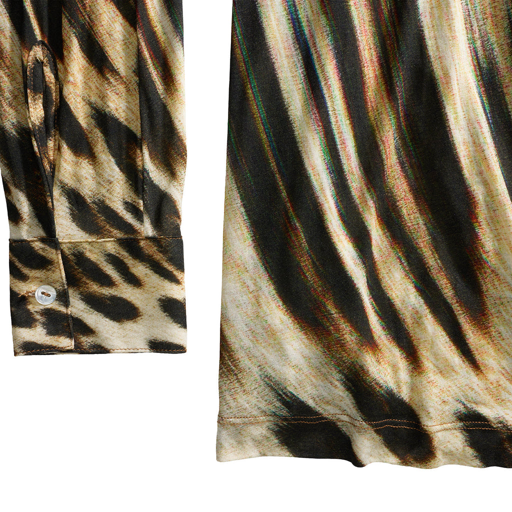Leopard Long Sleeve Button Down - Brown - Tops & T-Shirts