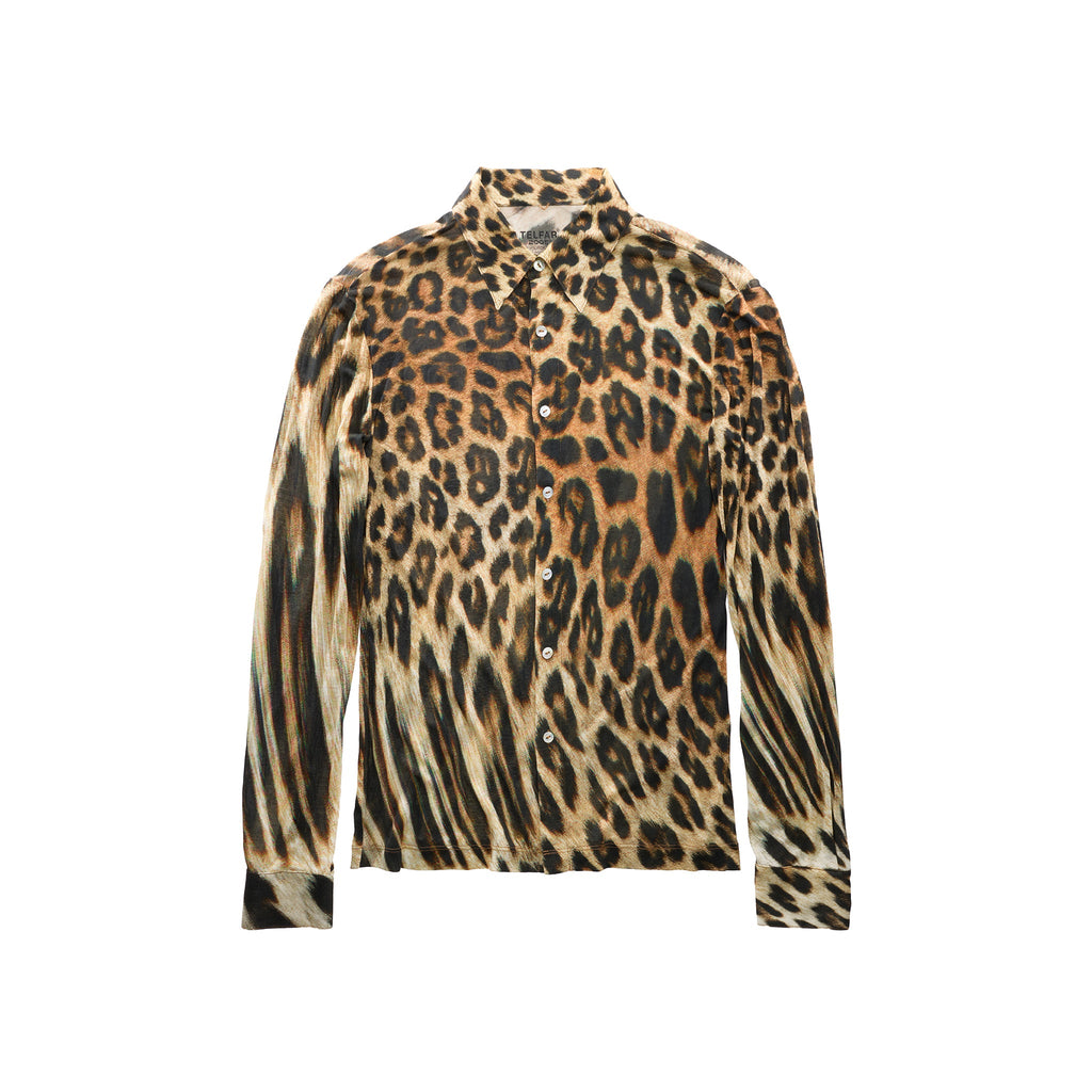 Leopard Long Sleeve Button Down - Brown - Tops & T-Shirts