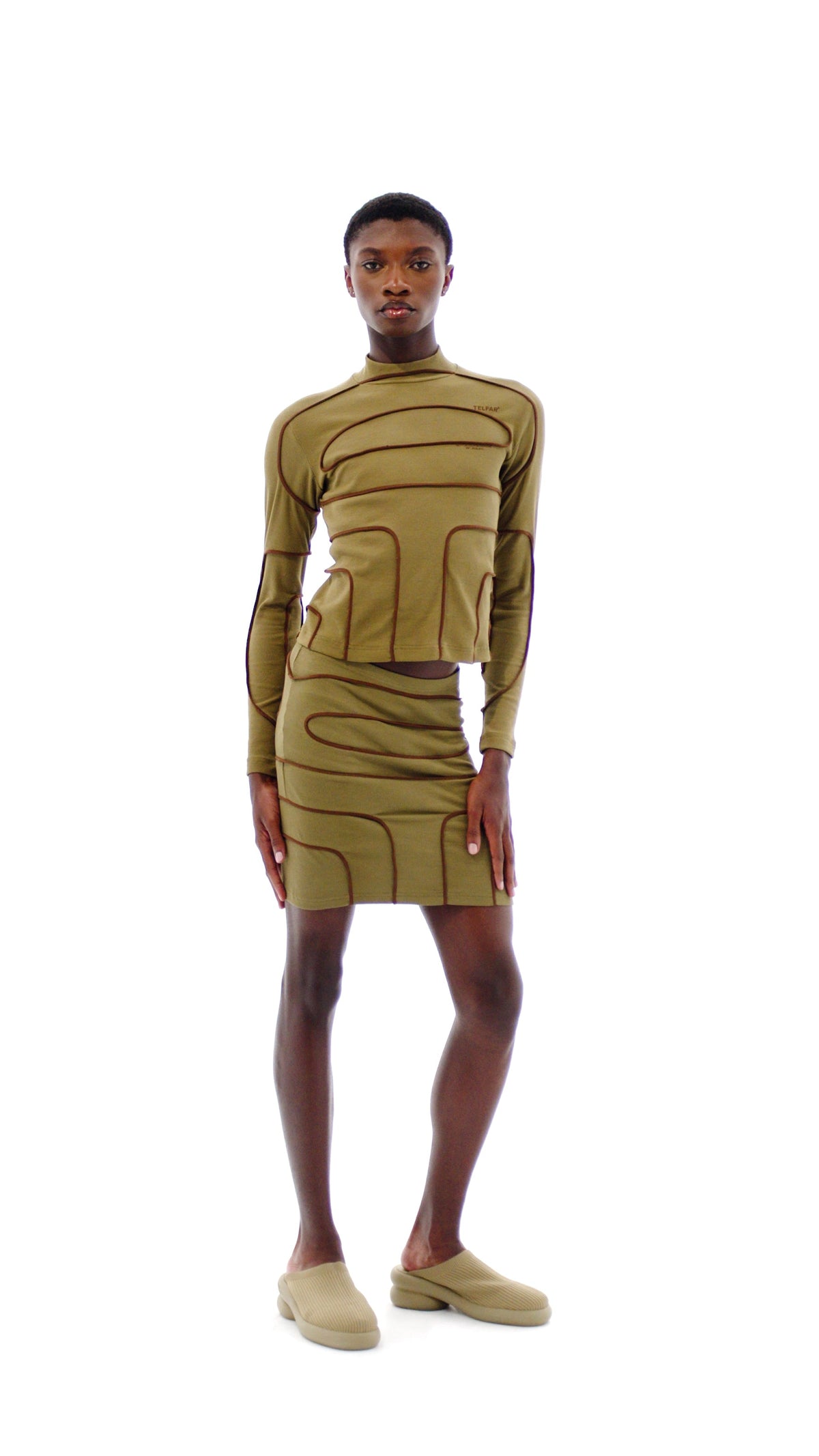Longsleeve Logo Rib Mockneck - Drab - Tops & T-Shirts