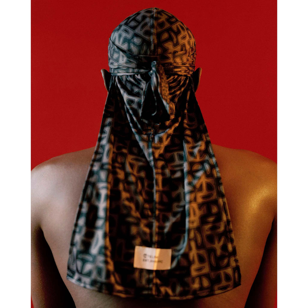 Monogram Print Durag - Black/Grey - Durags