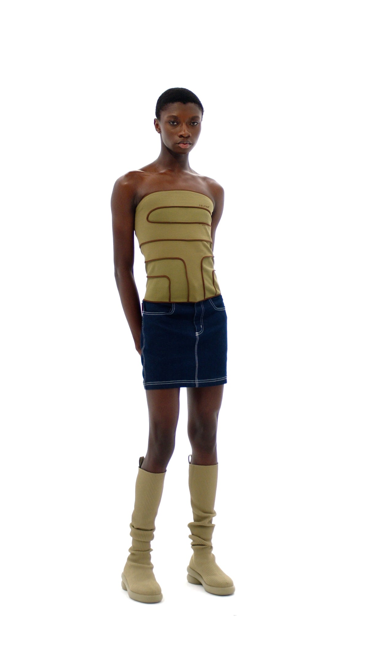 Logo Rib Tube Top - Drab - Tops & T-Shirts