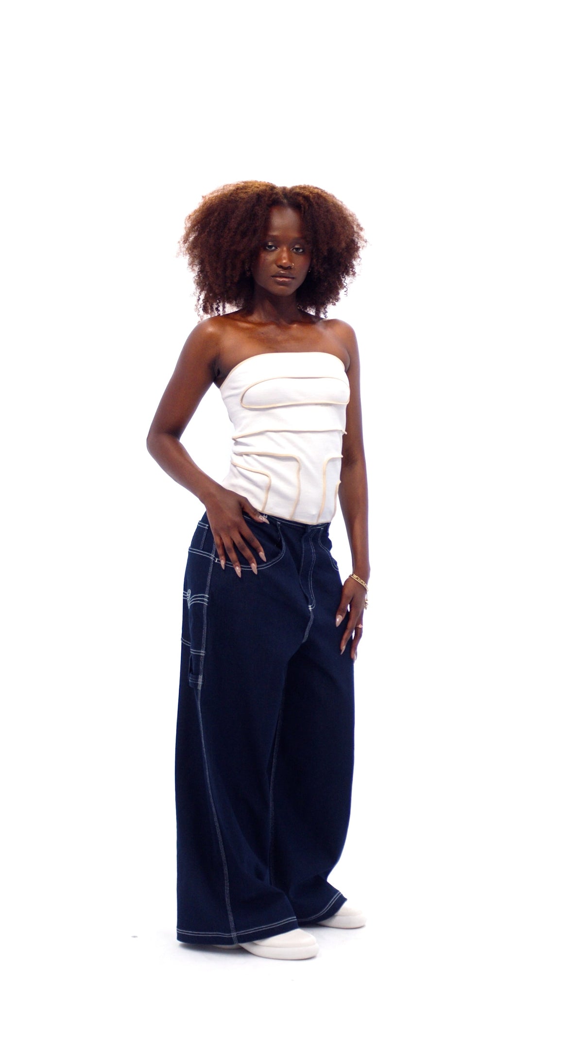 Logo Rib Tube Top - White - Tops & T-Shirts