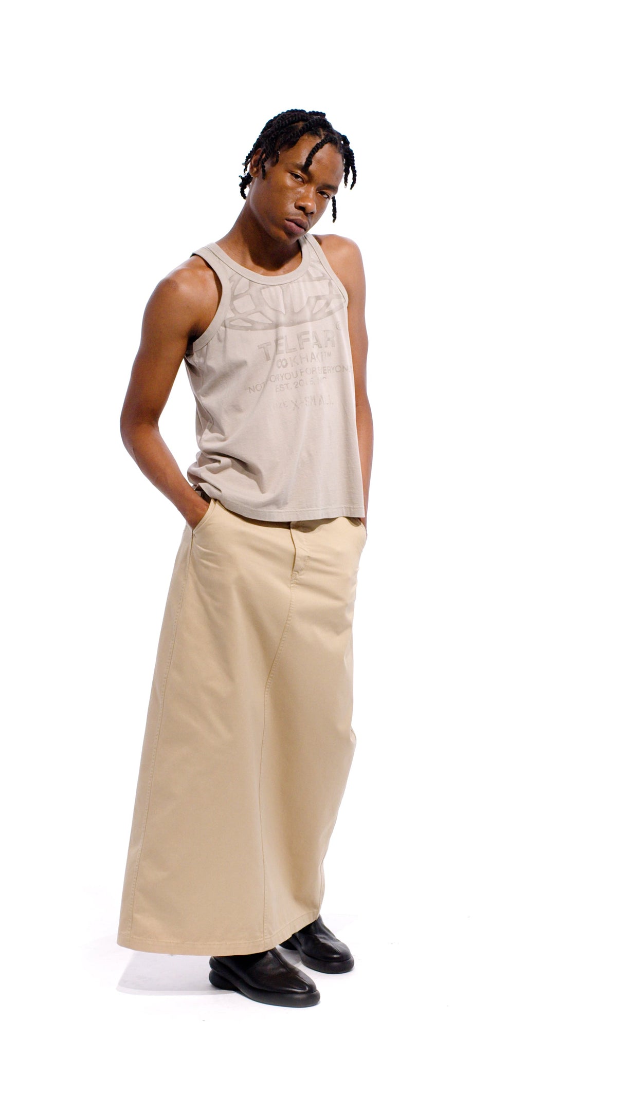 Long Work Skirt - Khaki - Dresses & Skirts