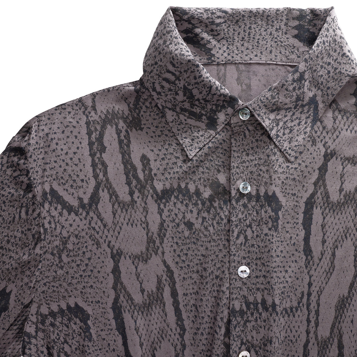 Snake Long Sleeve Button Down - Grey - Tops & T-Shirts