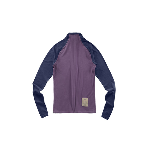 2005 Long Sleeve 3/4 Zip Mockneck - Navy/Purple - Tops & T-Shirts