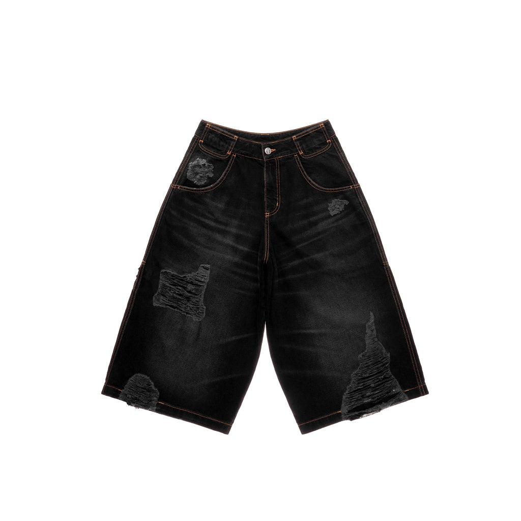 Baggy Jean Short - Distressed Black - Pants & Shorts