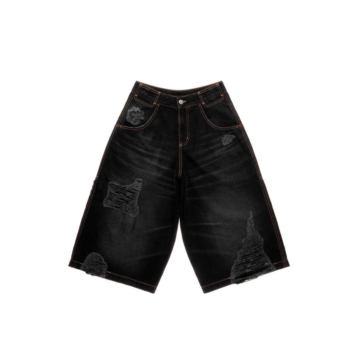 Baggy Jean Short - Distressed Black - Pants & Shorts
