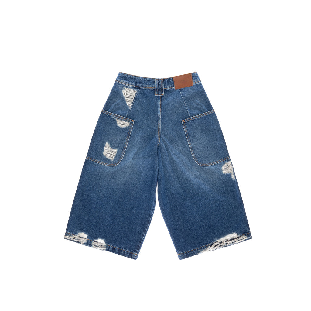Baggy Jean Short - Distressed Blue - Pants & Shorts