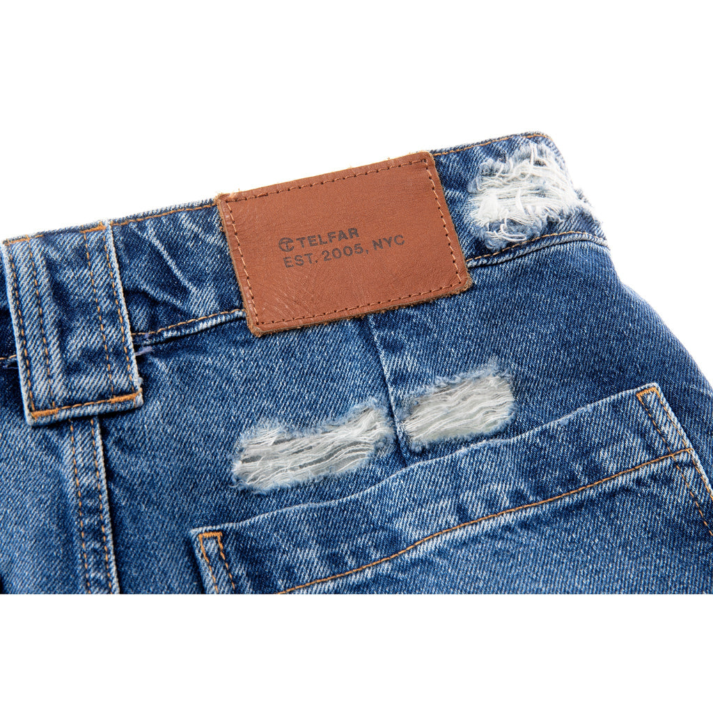 Baggy Jean Short - Distressed Blue - Pants & Shorts
