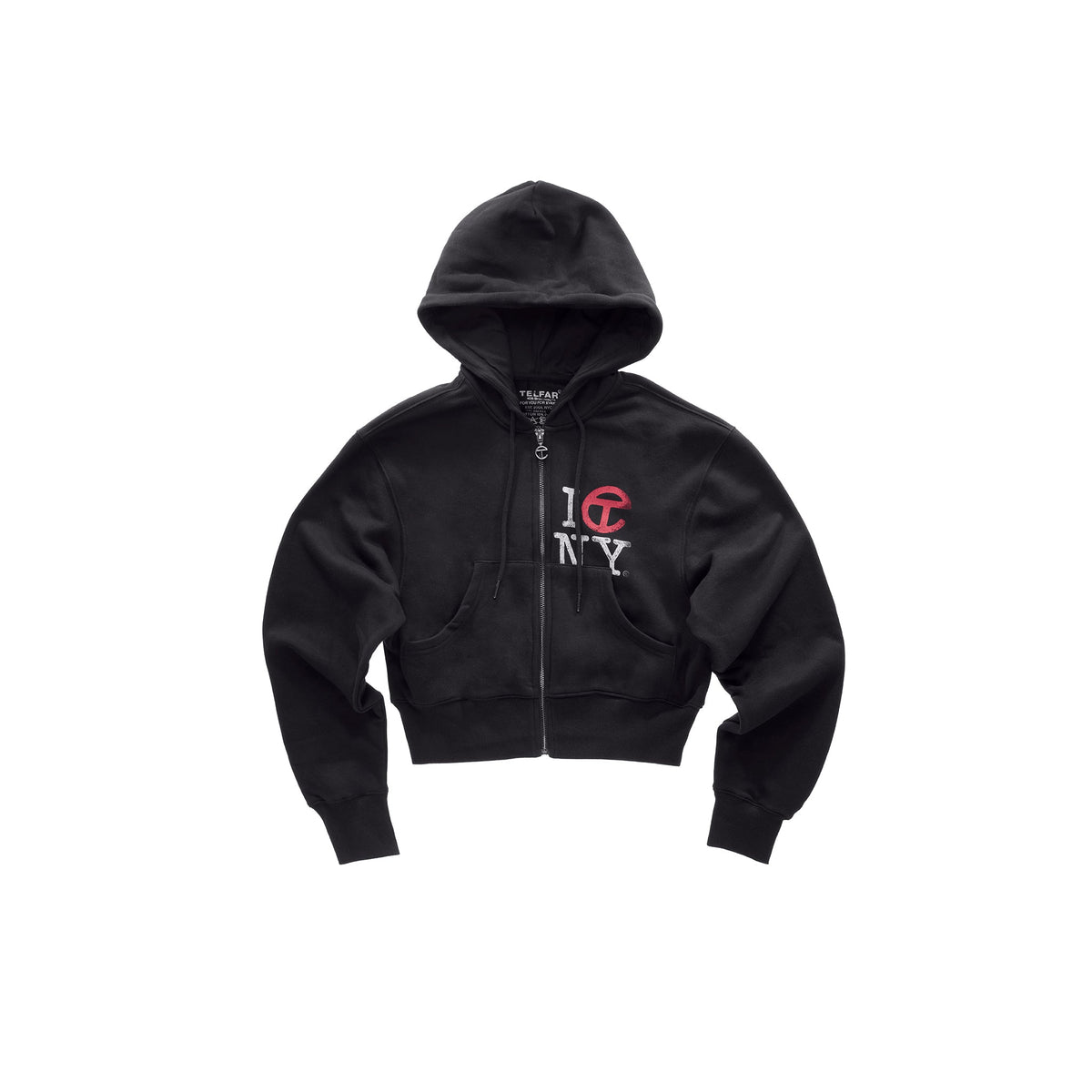 Crop Canal Zip Up Hoodie - Black - Sweaters & Hoodies