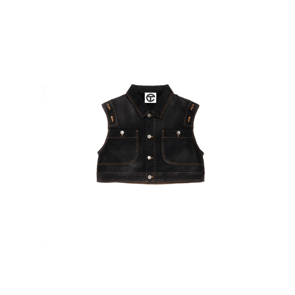 Cropped Detachable Jean Jacket - Black - Jackets & Outerwear