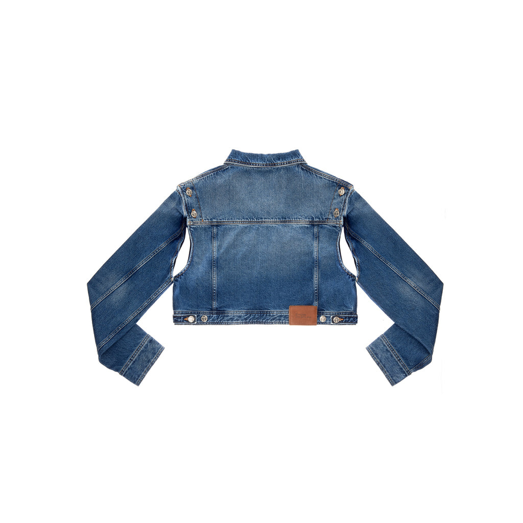 Cropped Detachable Jean Jacket - Blue - Jackets & Outerwear