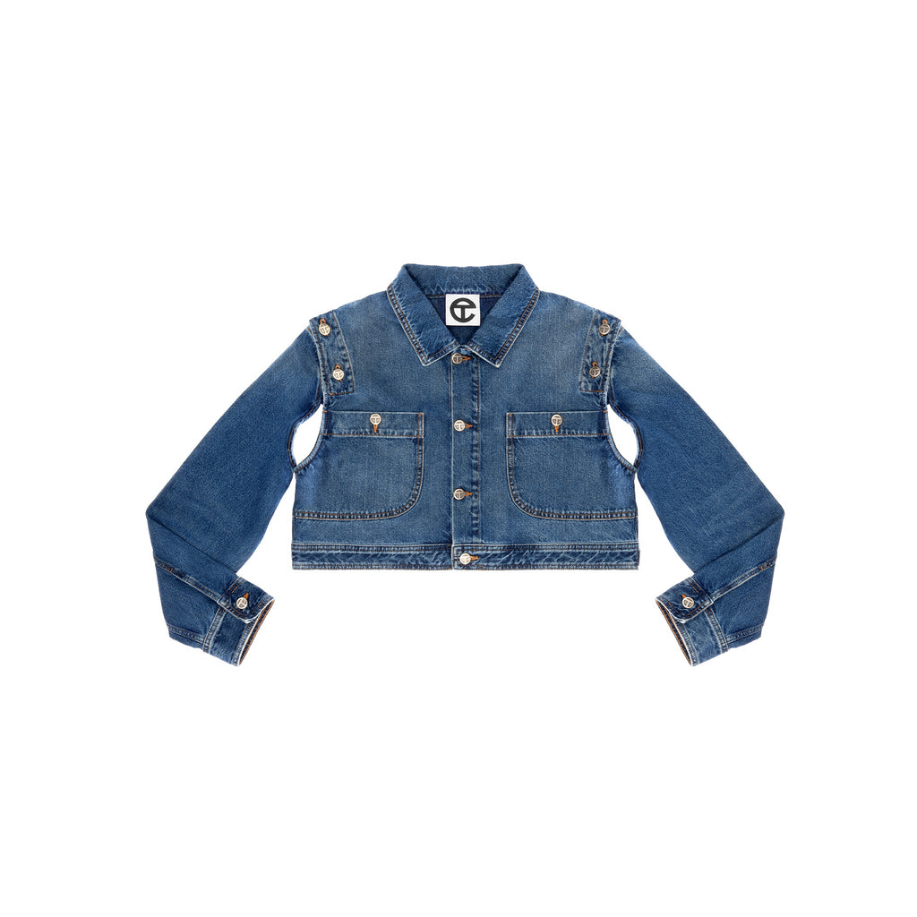 Cropped Detachable Jean Jacket - Blue - Jackets & Outerwear