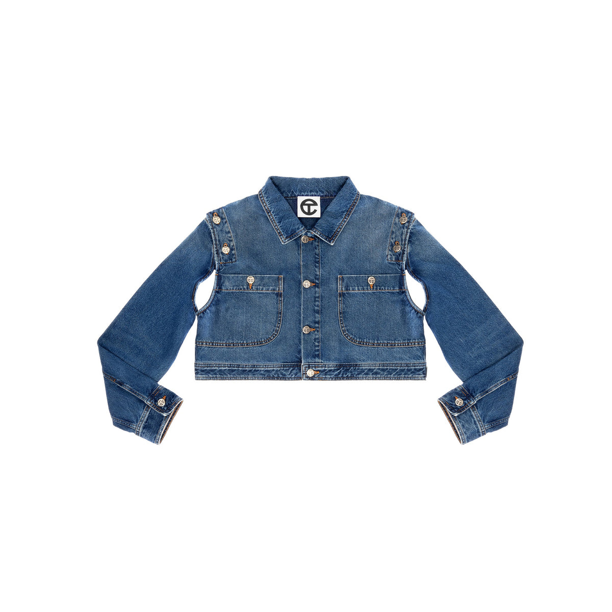 Cropped Detachable Jean Jacket - Blue - Jackets & Outerwear
