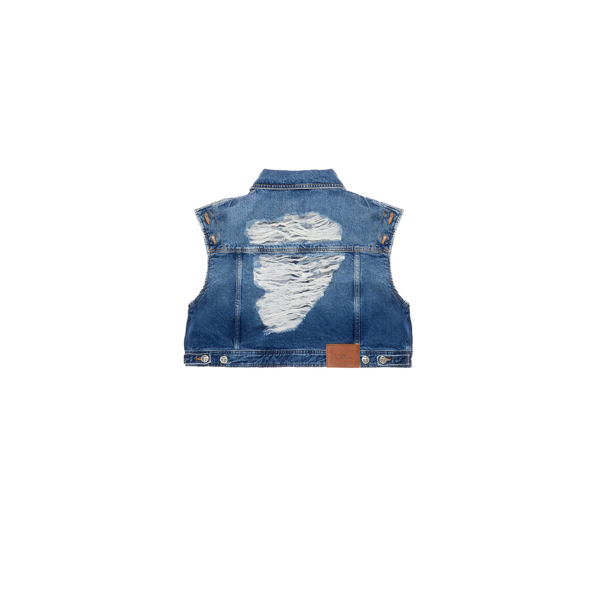 Cropped Detachable Jean Jacket - Distressed Blue - Jackets & Outerwear