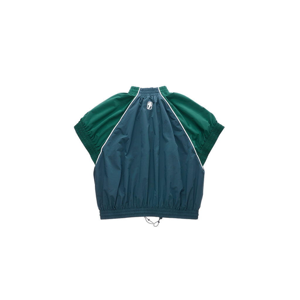 Cropped Upside Down Windbreaker Jacket - Green/Blue - Jackets & Outerwear