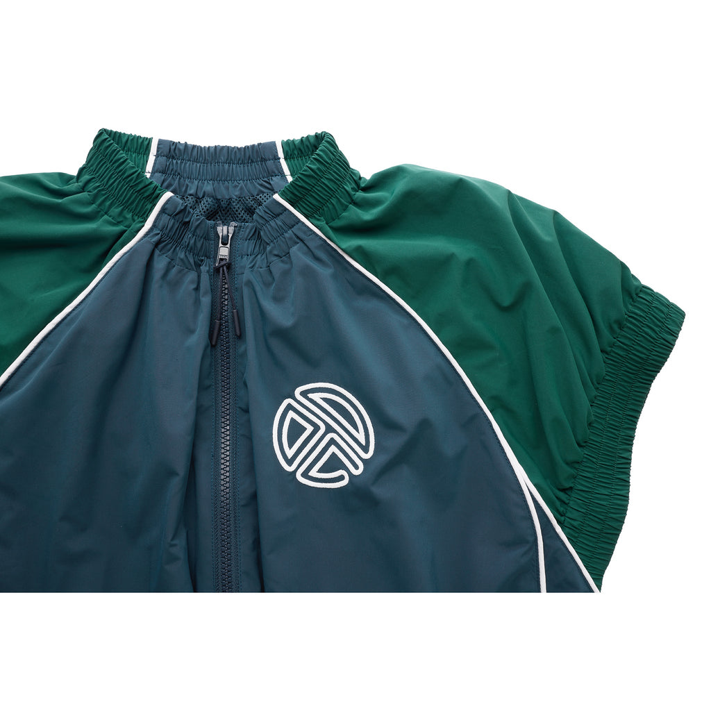 Cropped Upside Down Windbreaker Jacket - Green/Blue - Jackets & Outerwear
