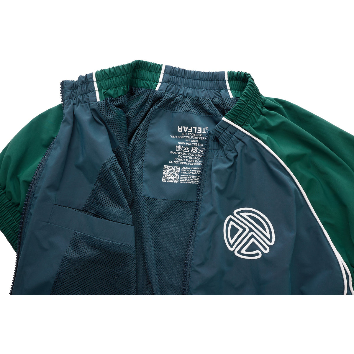 Cropped Upside Down Windbreaker Jacket - Green/Blue - Jackets & Outerwear