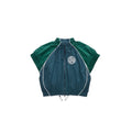 Cropped Upside Down Windbreaker Jacket - Green/Blue - Jackets & Outerwear