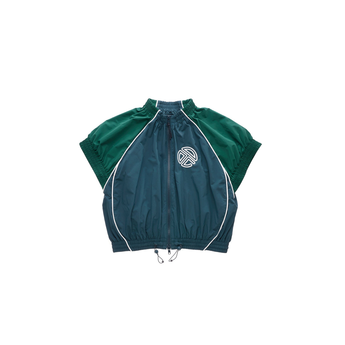 Cropped Upside Down Windbreaker Jacket - Green/Blue - Jackets & Outerwear