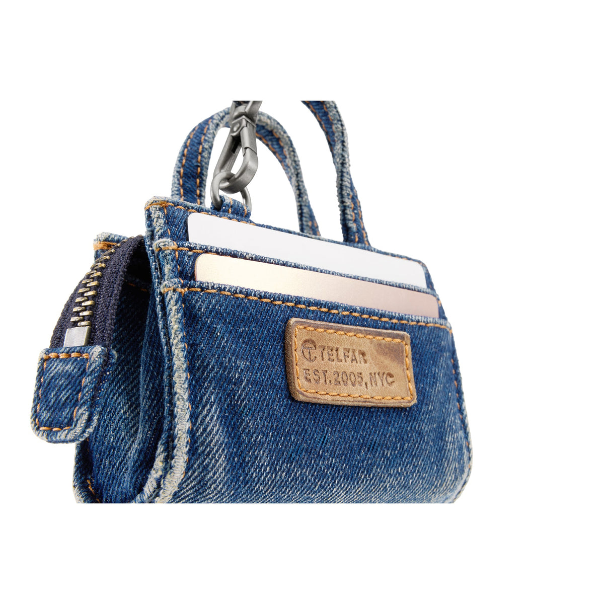 Denim Washed Baby Bag Charm - Blue - Bag Charms
