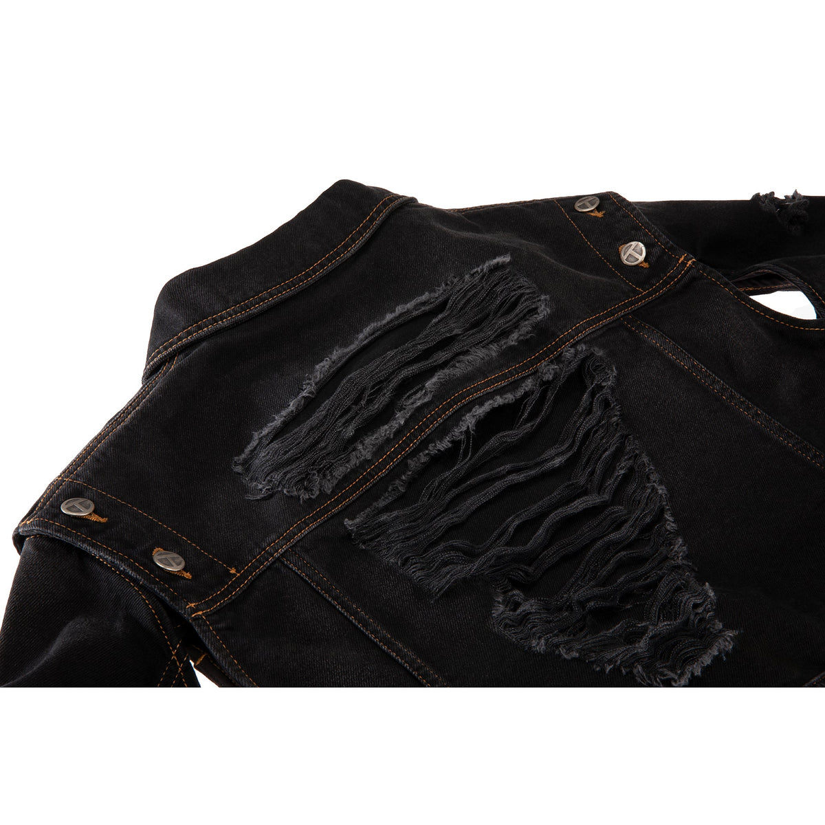 Detachable Jean Jacket - Distressed Black - Jackets & Outerwear