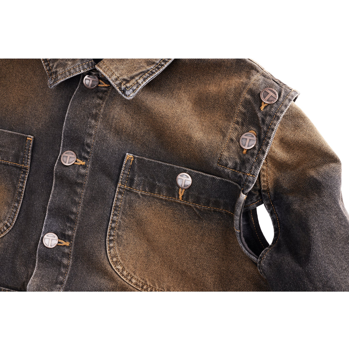 Dirty Cropped Detachable Jean Jacket - Black - Jackets & Outerwear