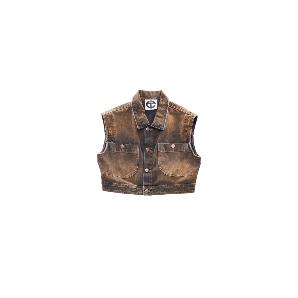 Dirty Cropped Detachable Jean Jacket - Black - Jackets & Outerwear