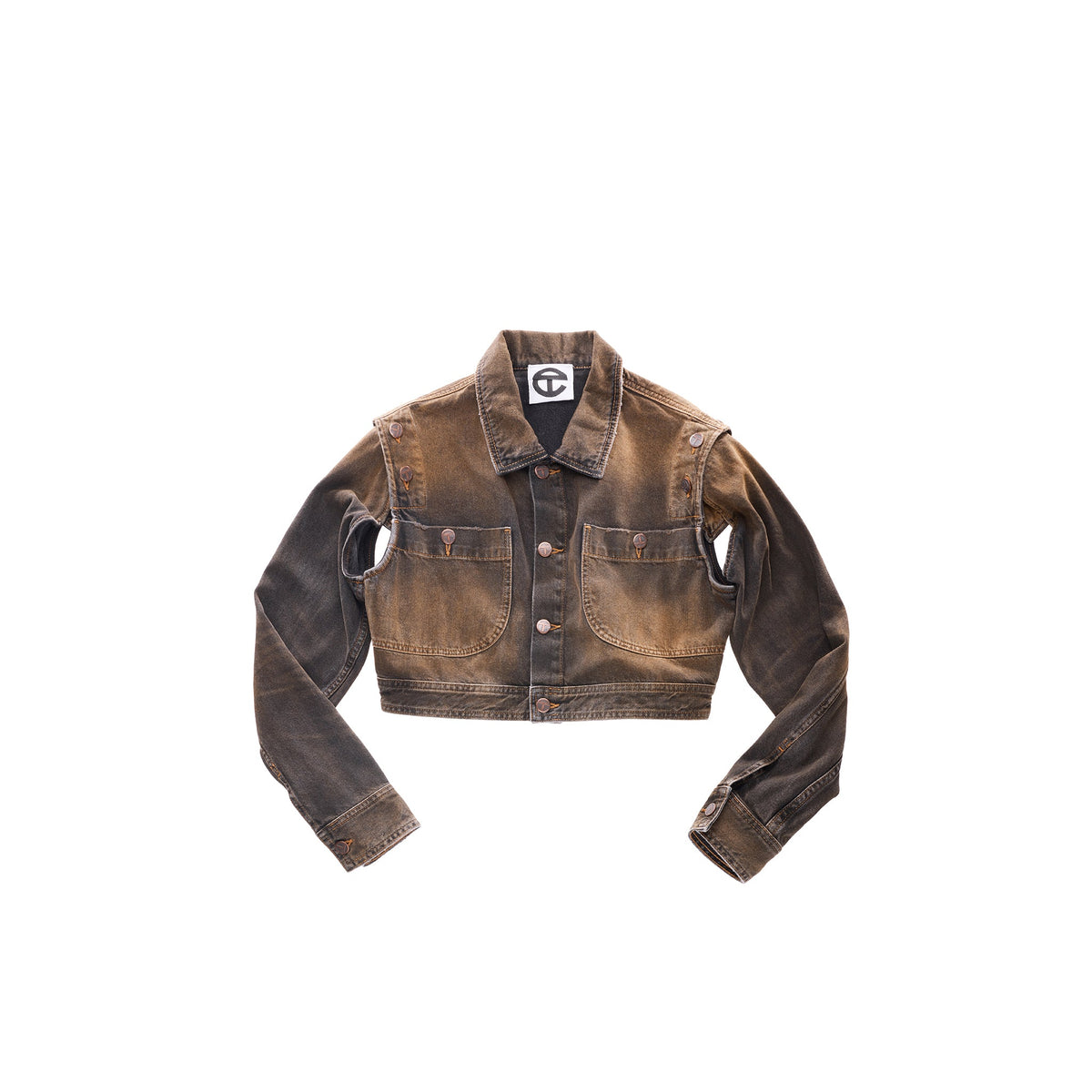 Dirty Cropped Detachable Jean Jacket - Black - Jackets & Outerwear