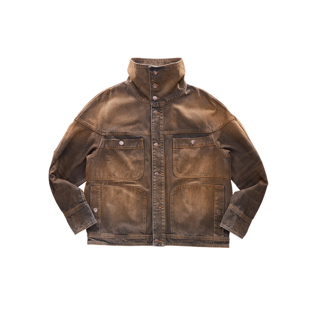 Dirty High Collar Jean Jacket - Black - Jackets & Outerwear