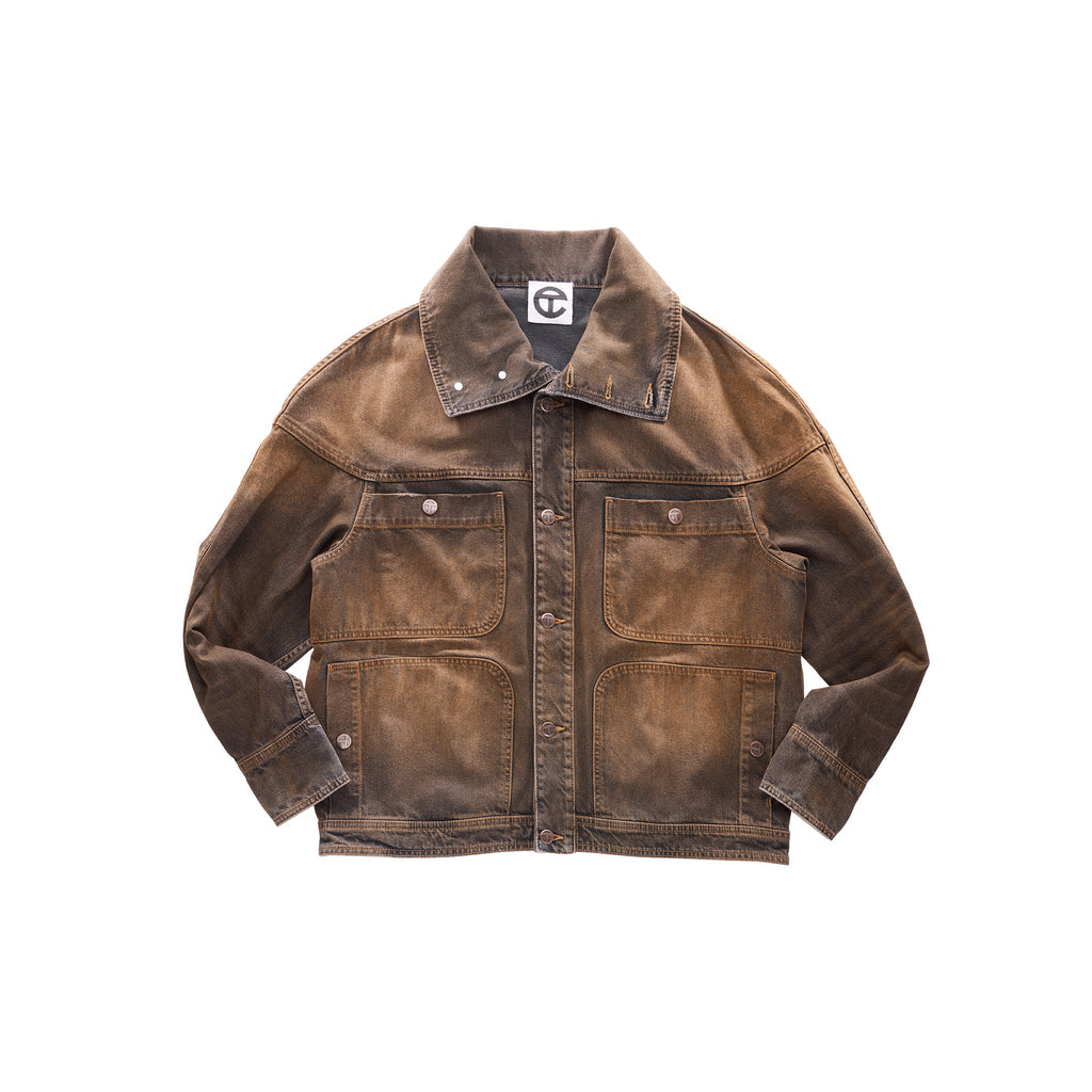 Dirty High Collar Jean Jacket - Black - Jackets & Outerwear