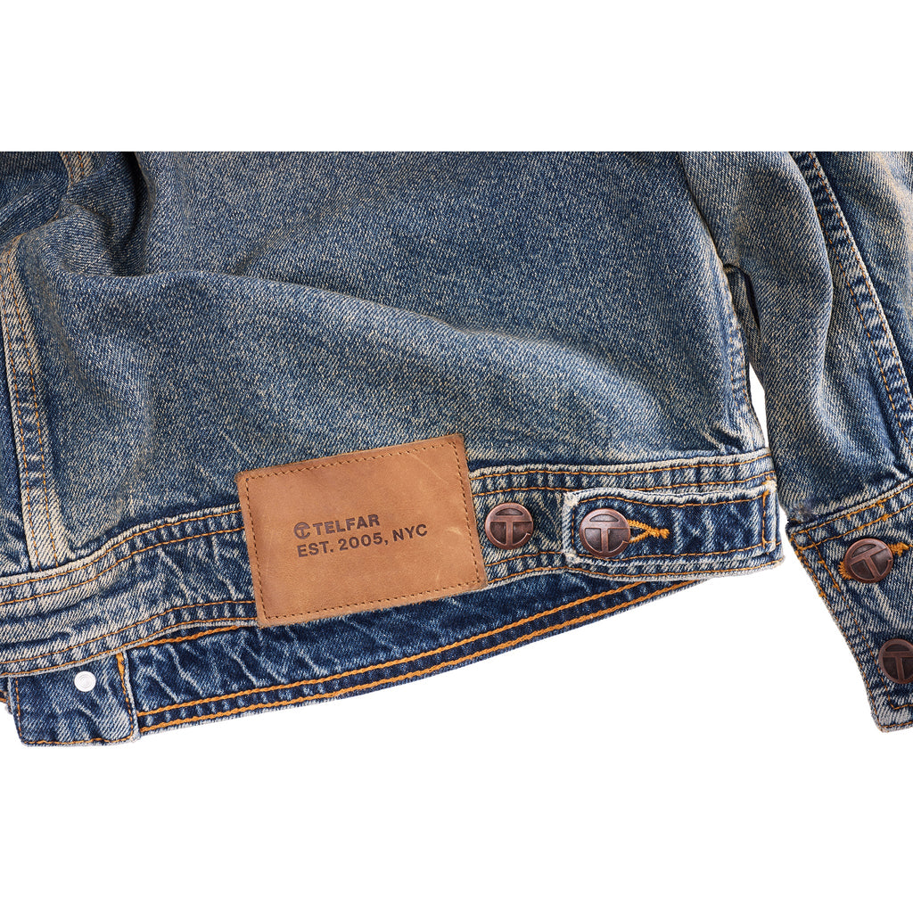 Dirty High Collar Jean Jacket - Blue - Jackets & Outerwear