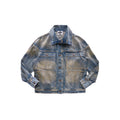 Dirty High Collar Jean Jacket - Blue - Jackets & Outerwear