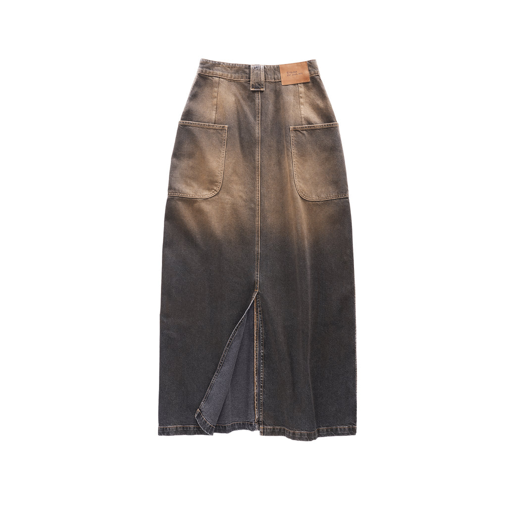 Dirty Long Jean Skirt - Black - Dresses & Skirts
