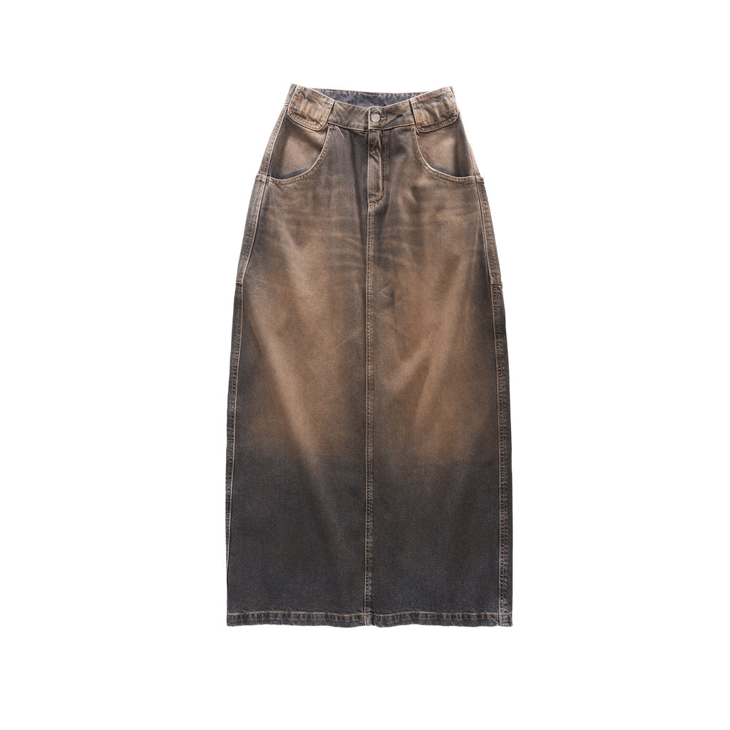 Dirty Long Jean Skirt - Black - Dresses & Skirts