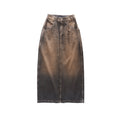 Dirty Long Jean Skirt - Black - Dresses & Skirts