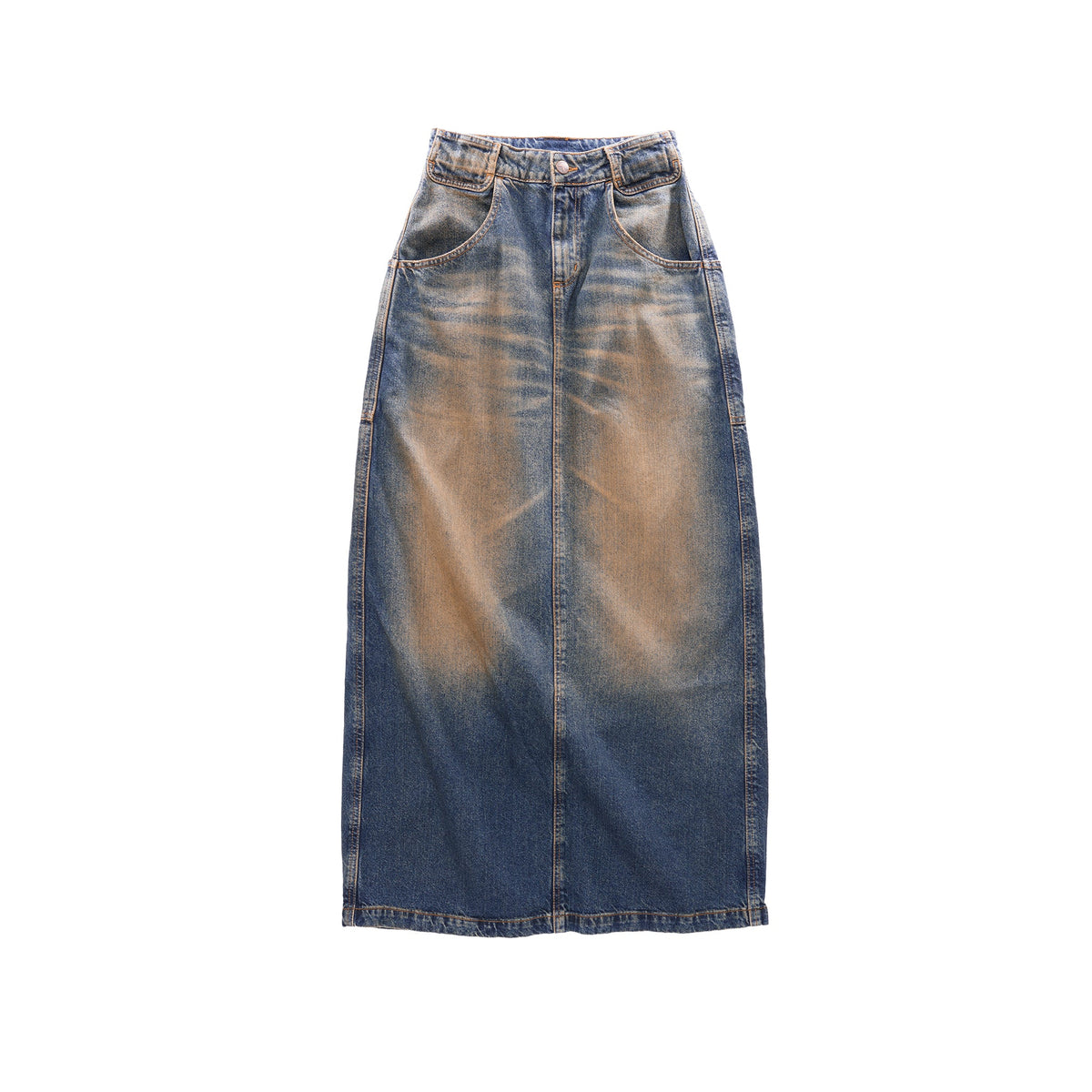 Dirty Long Jean Skirt - Blue - Dresses & Skirts