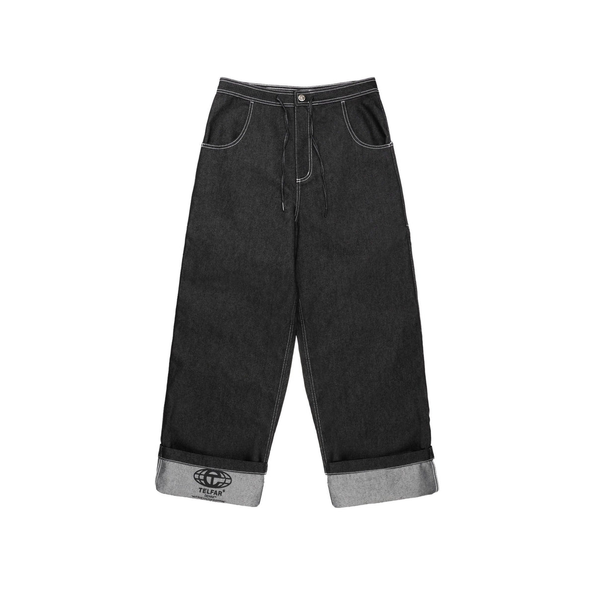 Barrel-Leg Drawstring Jean - Black - Pants & Shorts
