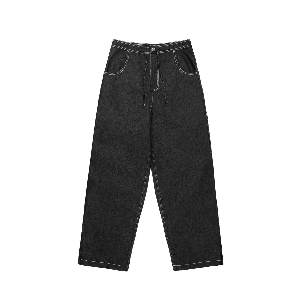 Barrel-Leg Drawstring Jean - Black - Pants & Shorts