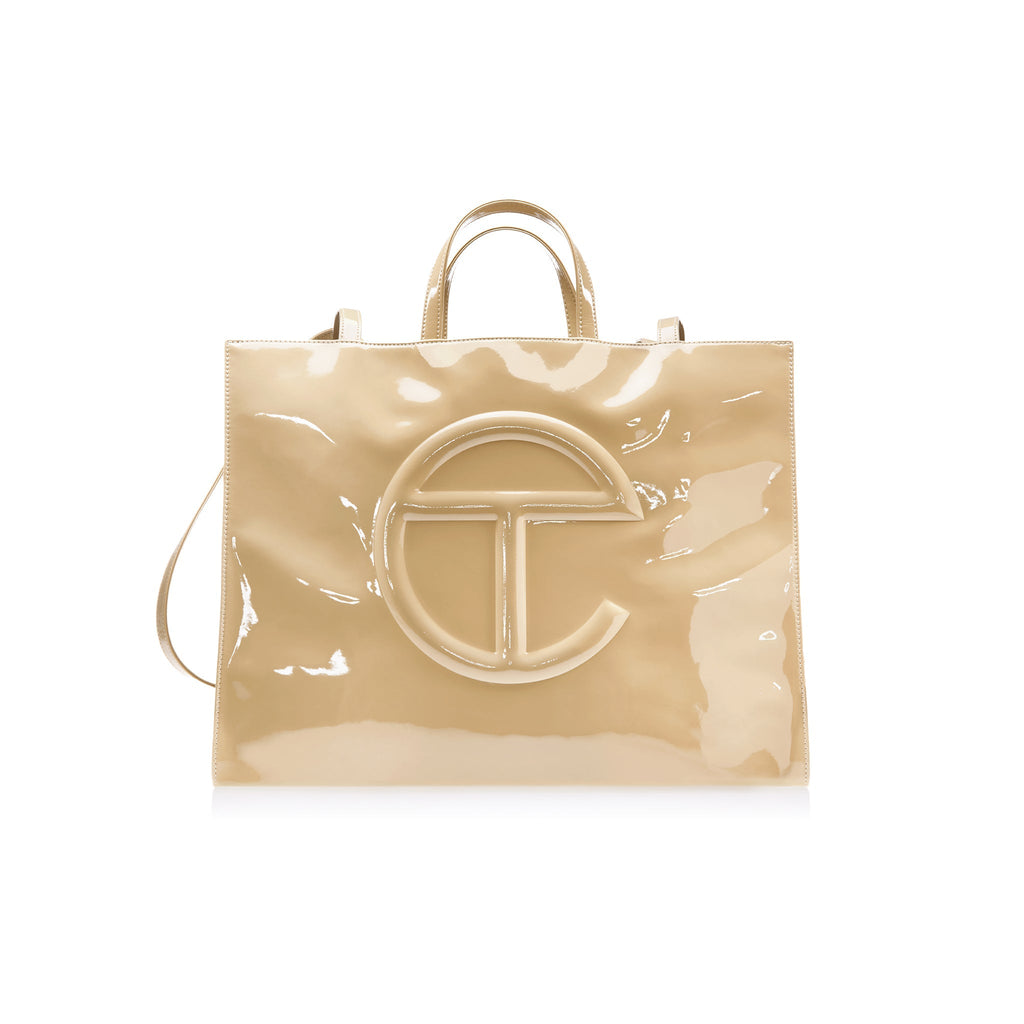 Large Shopping Bag - Khaki Patent - Shopping Bags & Shoppers