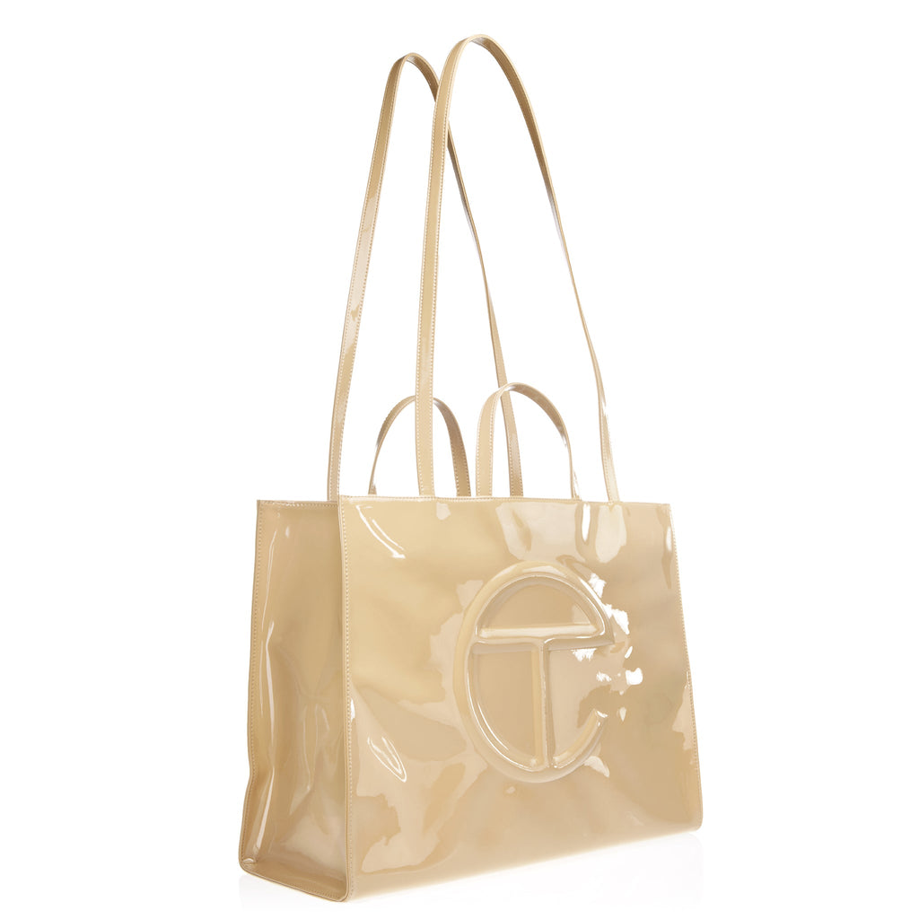 Large Shopping Bag - Khaki Patent - Shopping Bags & Shoppers