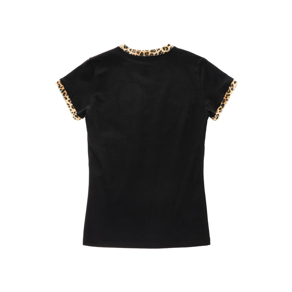 Leopard Pill Baby Ringer T - Black - Clutches & Pill Bags
